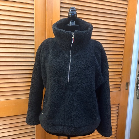 Tommy Hilfiger Fake Fur Half Zip Pullover - Black - Large - NWOT - Picture 8 of 11